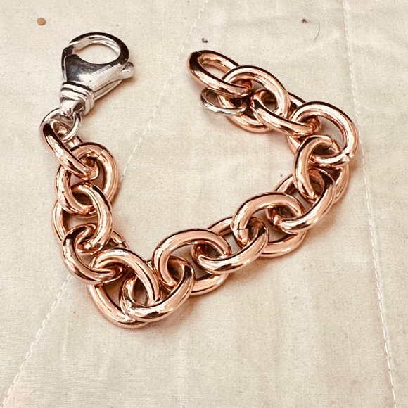 Diego & Massimo Made in Italy Rose Tone & Silver Tone Chain Link Bracelet - Picture 2 of 12